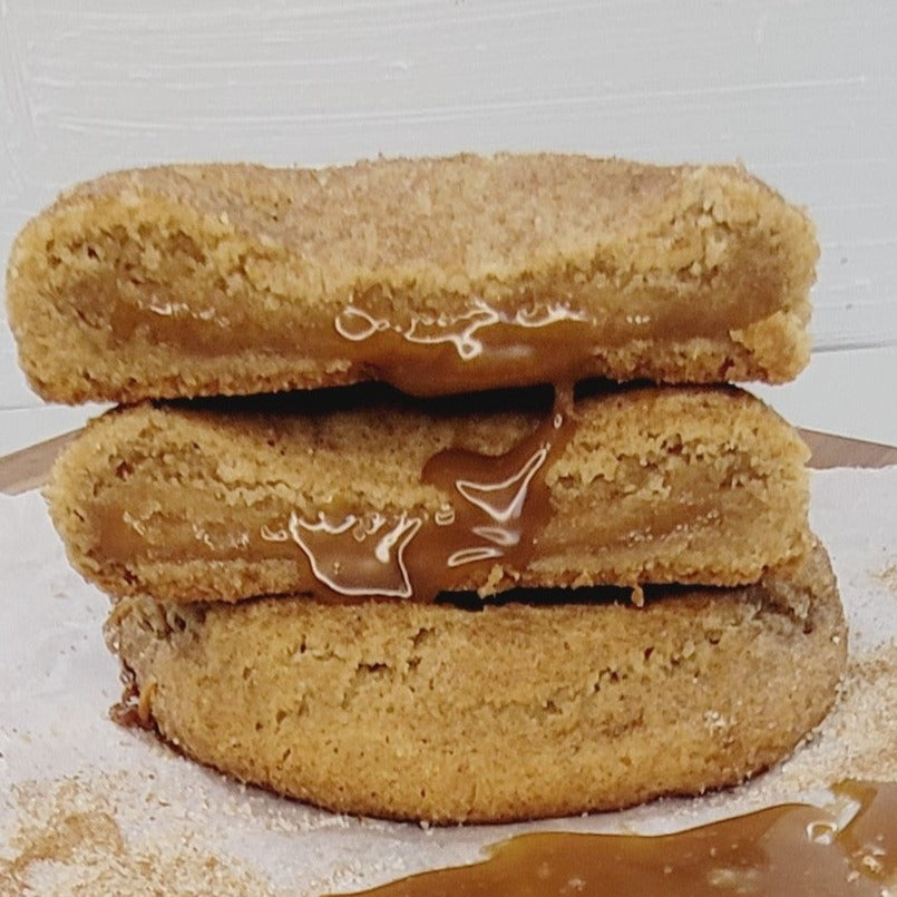 Caramel Stuffed Snickerdoodle Cookie